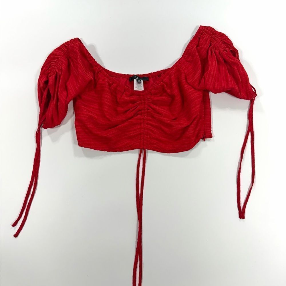 Lulu’s Red Ruched Crop Top – Size M